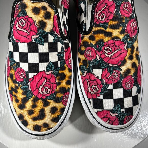 RARE Vans Classic Rose Leopard Animal Print Womens Size 9 Shoes Sneakers Slip-On - Picture 3 of 11